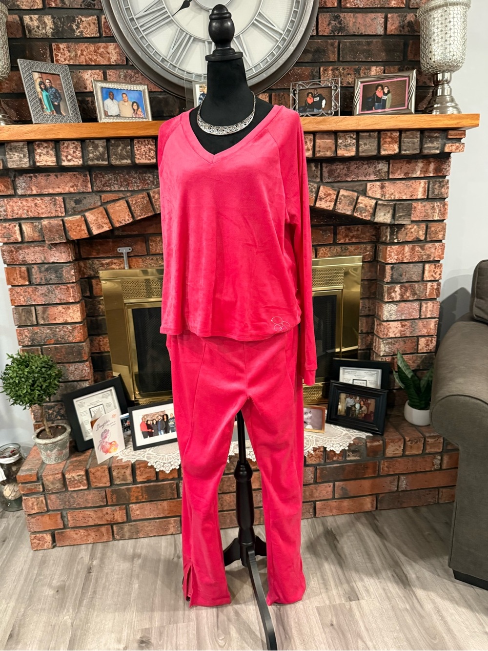 Jessica Simpson Hot Pink Velour Pajama Set